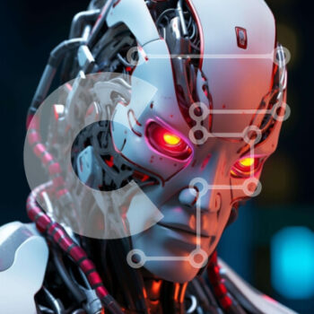 Intra Συλλεκτικό Ξύλινο Παζλ Plywood  4mm - Ρομπότ με κόκκινα μάτια και άτομο με προστατευτικό εξοπλισμό Σε Ξύλινο Κουτί - Διαστάσεις Puzzle: 10x10 cm – 25 κομμάτια - Image 1