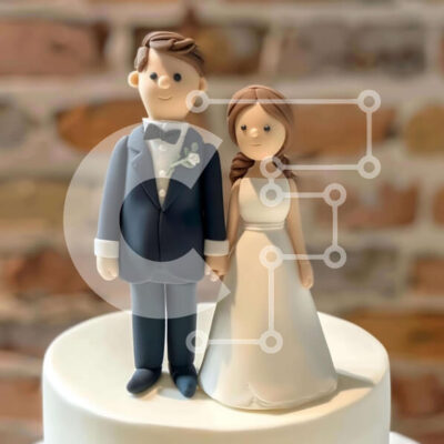 Intra Συλλεκτικό Ξύλινο Παζλ Plywood 4mm - Τοπέρ για τούρτα γάμου με ανδρικά και γυναικεία ειδώλια Σε Ξύλινο Κουτί - Διαστάσεις Puzzle: 10x10 cm – 25 κομμάτια - Image 1