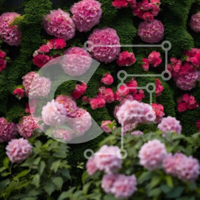 Intra Συλλεκτικό Ξύλινο Παζλ Plywood  4mm - Τοίχος από ροζ λουλούδια με πράσινα βρύα Σε Ξύλινο Κουτί - Διαστάσεις: 10x10 cm – 25 κομμάτια - Image 1