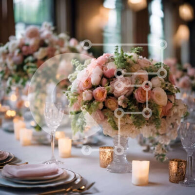 Intra Συλλεκτικό Ξύλινο Παζλ Plywood  4mm - Κομψή ρύθμιση τραπεζαρίας με λουλούδια, κεριά και καθαρά ποτήρια Σε Ξύλινο Κουτί - Διαστάσεις Puzzle: 10x10 cm – 25 κομμάτια - Image 1