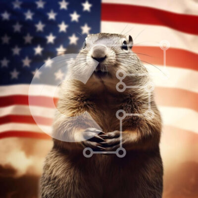 Intra Συλλεκτικό Ξύλινο Παζλ Plywood  4mm - Πατριωτικός επίγειος σκίουρος με αμερικανική σημαία Σε Ξύλινο Κουτί - Διαστάσεις: 10x10 cm – 25 κομμάτια - Image 1