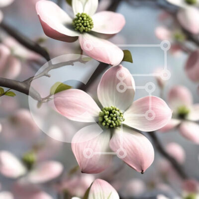 Intra Συλλεκτικό Ξύλινο Παζλ Plywood  4mm - Ροζ λουλούδια Dogwood ανθισμένα σε κλαδί δέντρου Σε Ξύλινο Κουτί - Διαστάσεις: 10x10 cm – 25 κομμάτια - Image 1