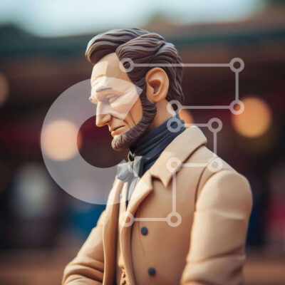 Intra Συλλεκτικό Ξύλινο Παζλ Plywood  4mm - Άγαλμα του Αβραάμ Λίνκολν Σε Ξύλινο Κουτί - Διαστάσεις Puzzle: 10x10 cm – 25 κομμάτια - Image 1