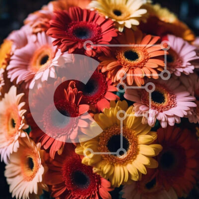 Intra Συλλεκτικό Ξύλινο Παζλ Plywood  4mm - Ζωντανό μπουκέτο λουλούδια σε ροζ, πορτοκαλί και κίτρινο Σε Ξύλινο Κουτί - Διαστάσεις: 10x10 cm – 25 κομμάτια - Image 1