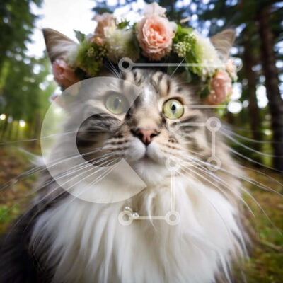 Intra Συλλεκτικό Ξύλινο Παζλ Plywood 4mm - Γάτα που φορά κορώνα λουλουδιών Σε Ξύλινο Κουτί - Διαστάσεις: 10x10 cm – 25 κομμάτια - Image 1