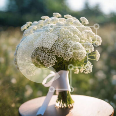 Intra Συλλεκτικό Ξύλινο Παζλ Plywood  4mm - Φρέσκα λευκά λουλούδια αναπνοής μωρού σε ξύλινο τραπέζι στο χωράφι Σε Ξύλινο Κουτί - Διαστάσεις: 10x10 cm – 25 κομμάτια - Image 1