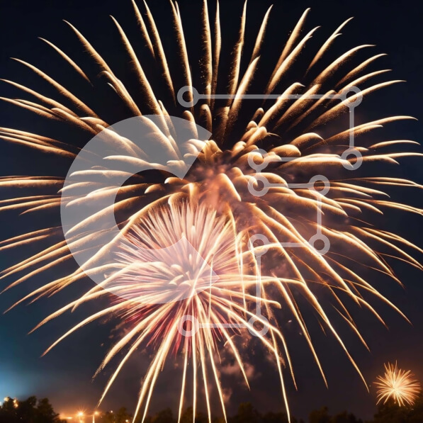 Intra Συλλεκτικό Ξύλινο Παζλ Plywood  4mm - Επίδειξη πυροτεχνημάτων στον νυχτερινό ουρανό Σε Ξύλινο Κουτί - Διαστάσεις: 10x10 cm – 25 κομμάτια