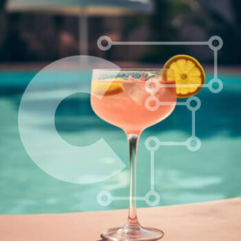 Intra Συλλεκτικό Ξύλινο Παζλ Plywood  4mm - Ροζ κοκτέιλ δίπλα στην πισίνα με γαρνιτούρα λεμόνι Σε Ξύλινο Κουτί - Διαστάσεις Puzzle: 10x10 cm – 25 κομμάτια - Image 1