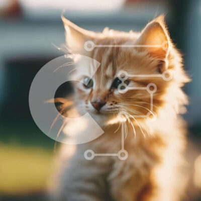 Intra Συλλεκτικό Ξύλινο Παζλ Plywood  4mm - Αξιολάτρευτο πορτοκαλί γατάκι που κάθεται με περιέργεια Σε Ξύλινο Κουτί - Διαστάσεις: 10x10 cm – 25 κομμάτια - Image 1