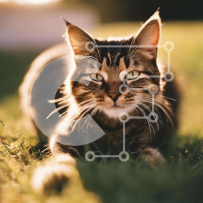 Intra Συλλεκτικό Ξύλινο Παζλ Plywood  4mm - Περίεργη τιγρέ γάτα που ξαπλώνει στο γρασίδι Σε Ξύλινο Κουτί - Διαστάσεις: 10x10 cm – 25 κομμάτια - Image 1