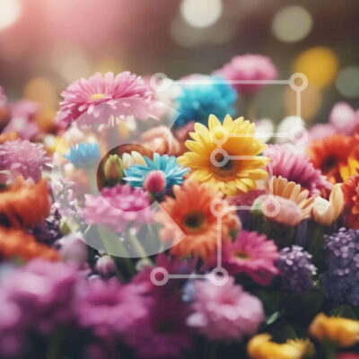 Intra Συλλεκτικό Ξύλινο Παζλ Plywood 4mm - Πολύχρωμο μπουκέτο λουλουδιών σε φωτισμό Bokeh Σε Ξύλινο Κουτί - Διαστάσεις: 10x10 cm – 25 κομμάτια - Image 1