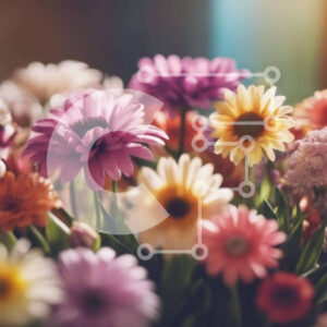 Intra Συλλεκτικό Ξύλινο Παζλ Plywood  4mm - Πολύχρωμο μπουκέτο λουλούδια Σε Ξύλινο Κουτί - Διαστάσεις: 10x10 cm – 25 κομμάτια