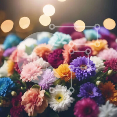 Intra Συλλεκτικό Ξύλινο Παζλ Plywood  4mm - Πολύχρωμο μπουκέτο λουλουδιών με φώτα Bokeh Σε Ξύλινο Κουτί - Διαστάσεις: 10x10 cm – 25 κομμάτια - Image 1