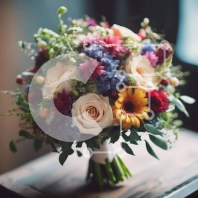 Intra Συλλεκτικό Ξύλινο Παζλ Plywood 4mm - Πολύχρωμο μπουκέτο λουλουδιών σε ξύλινο τραπέζι Σε Ξύλινο Κουτί - Διαστάσεις: 10x10 cm – 25 κομμάτια - Image 1