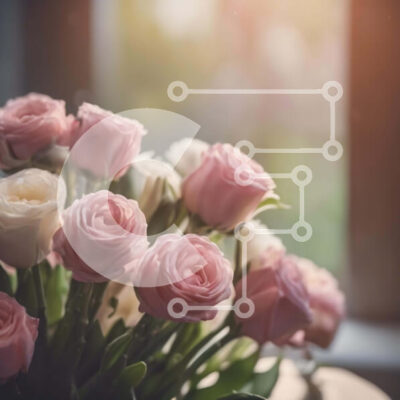 Intra Συλλεκτικό Ξύλινο Παζλ Plywood  4mm - Φρέσκα ροζ και λευκά τριαντάφυλλα σε βάζο Σε Ξύλινο Κουτί - Διαστάσεις: 10x10 cm – 25 κομμάτια - Image 1