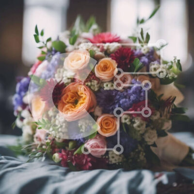 Intra Συλλεκτικό Ξύλινο Παζλ Plywood  4mm - Πολύχρωμο μπουκέτο λουλούδια σε κομψό τραπεζομάντιλο Σε Ξύλινο Κουτί - Διαστάσεις: 10x10 cm – 25 κομμάτια - Image 1