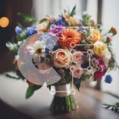 Intra Συλλεκτικό Ξύλινο Παζλ Plywood  4mm - Πολύχρωμο μπουκέτο λουλουδιών σε ανοιχτό παράθυρο με κεριά Σε Ξύλινο Κουτί - Διαστάσεις: 10x10 cm – 25 κομμάτια - Image 1