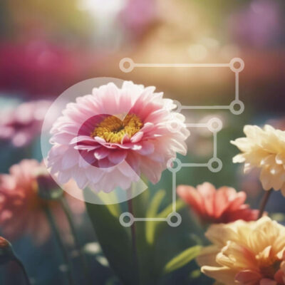 Intra Συλλεκτικό Ξύλινο Παζλ Plywood  4mm - Πολύχρωμα λουλούδια σε ένα ηλιόλουστο χωράφι Σε Ξύλινο Κουτί - Διαστάσεις: 10x10 cm – 25 κομμάτια - Image 1