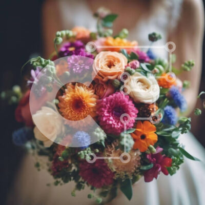 Intra Συλλεκτικό Ξύλινο Παζλ Plywood 4mm - Νύφη που κρατά ένα πολύχρωμο μπουκέτο λουλουδιών Σε Ξύλινο Κουτί - Διαστάσεις: 10x10 cm – 25 κομμάτια - Image 1