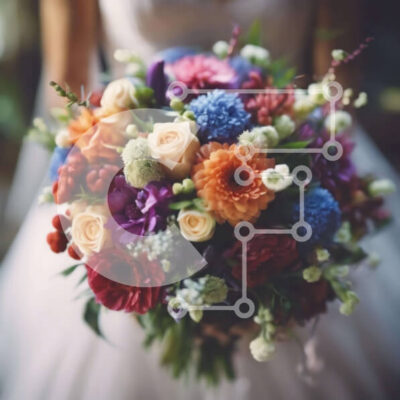 Intra Συλλεκτικό Ξύλινο Παζλ Plywood 4mm - Πολύχρωμη γαμήλια ανθοδέσμη για τη νύφη Σε Ξύλινο Κουτί - Διαστάσεις: 10x10 cm – 25 κομμάτια - Image 1