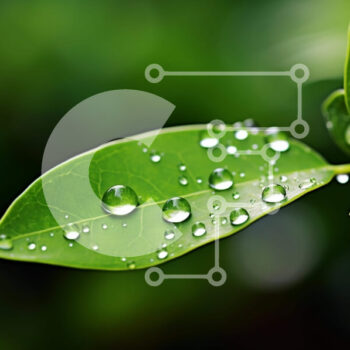 Intra Συλλεκτικό Ξύλινο Παζλ Plywood  4mm - Φρέσκο ​​πράσινο φύλλο με σταγονίδια νερού Σε Ξύλινο Κουτί - Διαστάσεις: 10x10 cm – 25 κομμάτια - Image 1