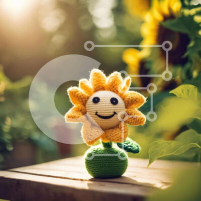 Intra Συλλεκτικό Ξύλινο Παζλ Plywood  4mm - Παιχνίδι ηλίανθου με κροσέ σε σκηνικό της φύσης Σε Ξύλινο Κουτί - Διαστάσεις: 10x10 cm – 25 κομμάτια - Image 1