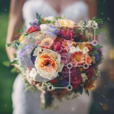 Intra Συλλεκτικό Ξύλινο Παζλ Plywood  4mm - Πολύχρωμο μπουκέτο λουλούδια για μια γαμήλια τελετή Σε Ξύλινο Κουτί - Διαστάσεις: 10x10 cm – 25 κομμάτια - Image 1