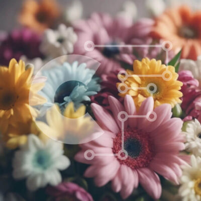 Intra Συλλεκτικό Ξύλινο Παζλ Plywood  4mm - Πολύχρωμο μπουκέτο λουλουδιών με μαργαρίτες, γαρύφαλλα και ηλίανθους Σε Ξύλινο Κουτί - Διαστάσεις: 10x10 cm – 25 κομμάτια - Image 1