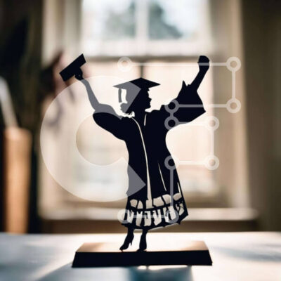 Intra Συλλεκτικό Ξύλινο Παζλ Plywood 4mm - Σιλουέτα ενός πτυχιούχου με δίπλωμα Σε Ξύλινο Κουτί - Διαστάσεις Puzzle: 10x10 cm – 25 κομμάτια - Image 1