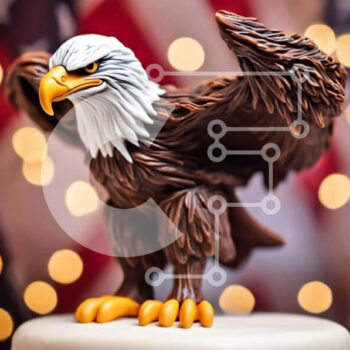 Intra Συλλεκτικό Ξύλινο Παζλ Plywood 4mm - American Eagle Cake Topper με φόντο σημαία Σε Ξύλινο Κουτί - Διαστάσεις: 10x10 cm – 25 κομμάτια - Image 1
