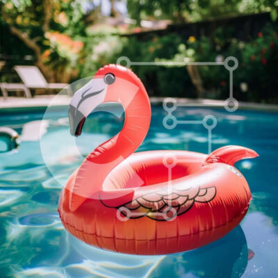 Intra Συλλεκτικό Ξύλινο Παζλ Plywood 4mm - Φουσκωτό Flamingo σε πισίνα Σε Ξύλινο Κουτί - Διαστάσεις Puzzle: 10x10 cm – 25 κομμάτια - Image 1