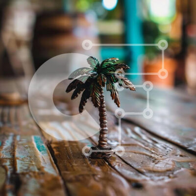 Intra Συλλεκτικό Ξύλινο Παζλ Plywood  4mm - Ήσυχη υπαίθρια σκηνή με φοίνικα Σε Ξύλινο Κουτί - Διαστάσεις: 10x10 cm – 25 κομμάτια - Image 1