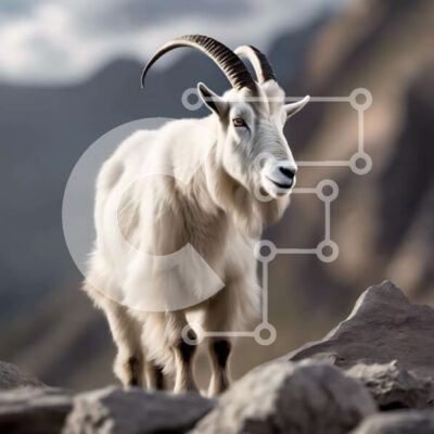 Intra Συλλεκτικό Ξύλινο Παζλ Plywood 4mm - Λευκή κατσίκα στο βραχώδες έδαφος Σε Ξύλινο Κουτί - Διαστάσεις: 10x10 cm – 25 κομμάτια - Image 1