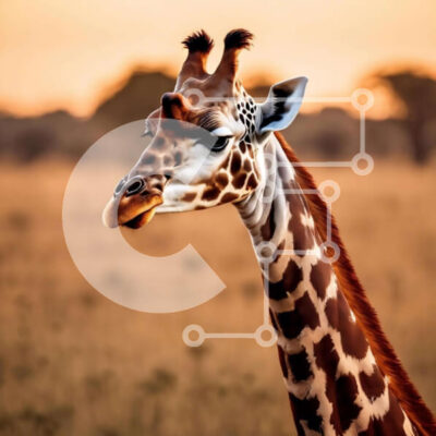 Intra Συλλεκτικό Ξύλινο Παζλ Plywood  4mm - Καμηλοπάρδαλη στο λιβάδι στο ηλιοβασίλεμα Σε Ξύλινο Κουτί - Διαστάσεις: 10x10 cm – 25 κομμάτια - Image 1