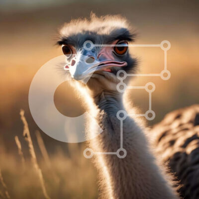 Intra Συλλεκτικό Ξύλινο Παζλ Plywood  4mm - Κοντινό πλάνο της στρουθοκαμήλου που στέκεται στο γρασίδι Σε Ξύλινο Κουτί - Διαστάσεις: 10x10 cm – 25 κομμάτια - Image 1