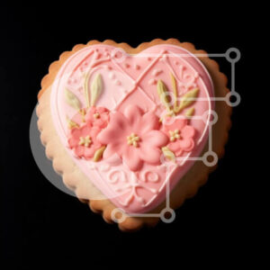 Intra Συλλεκτικό Ξύλινο Παζλ Plywood  4mm - Μπισκότο σε σχήμα καρδιάς με ροζ πάγωμα και λουλούδια Σε Ξύλινο Κουτί - Διαστάσεις Puzzle: 10x10 cm – 25 κομμάτια