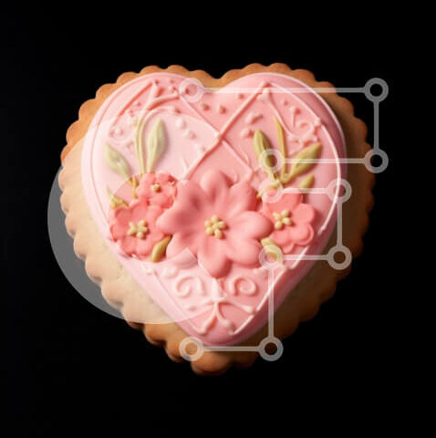 Intra Συλλεκτικό Ξύλινο Παζλ Plywood 4mm - Μπισκότο σε σχήμα καρδιάς με ροζ πάγωμα και λουλούδια Σε Ξύλινο Κουτί - Διαστάσεις Puzzle: 10x10 cm – 25 κομμάτια - Image 1