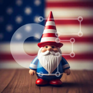 Intra Συλλεκτικό Ξύλινο Παζλ Plywood  4mm - Παιχνίδι Gnome με αμερικανική σημαία Σε Ξύλινο Κουτί - Διαστάσεις Puzzle: 10x10 cm – 25 κομμάτια