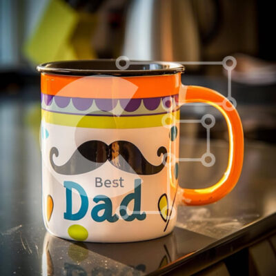 Intra Συλλεκτικό Ξύλινο Παζλ Plywood  4mm - Καλύτερη κούπα καφέ Dad με πολύχρωμα μπαλόνια Σε Ξύλινο Κουτί - Διαστάσεις Puzzle: 10x10 cm – 25 κομμάτια - Image 1