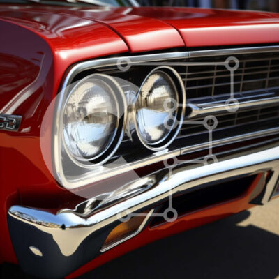 Intra Συλλεκτικό Ξύλινο Παζλ Plywood  4mm - Κλασικό κόκκινο αυτοκίνητο με αναμμένους προβολείς Σε Ξύλινο Κουτί - Διαστάσεις Puzzle: 10x10 cm – 25 κομμάτια - Image 1