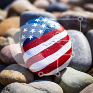 Intra Συλλεκτικό Ξύλινο Παζλ Plywood  4mm - Βράχος με αμερικανική σημαία ανάμεσα στην ομάδα βράχων Σε Ξύλινο Κουτί - Διαστάσεις Puzzle: 10x10 cm – 25 κομμάτια