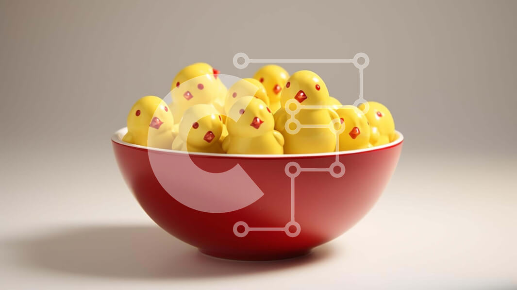 Intra Συλλεκτικό Ξύλινο Παζλ Plywood  4mm - Κόκκινο μπολ με κίτρινους νεοσσούς Σε Ξύλινο Κουτί - Διαστάσεις: 10x10 cm – 25 κομμάτια