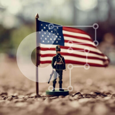 Intra Συλλεκτικό Ξύλινο Παζλ Plywood  4mm - Παιχνίδι στρατιώτης με αμερικανική σημαία Σε Ξύλινο Κουτί - Διαστάσεις: 10x10 cm – 25 κομμάτια - Image 1