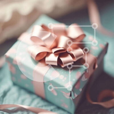 Intra Συλλεκτικό Ξύλινο Παζλ Plywood  4mm - Τυρκουάζ Κουτί δώρου με ροζ κορδέλα Σε Ξύλινο Κουτί - Διαστάσεις Puzzle: 10x10 cm – 25 κομμάτια - Image 1