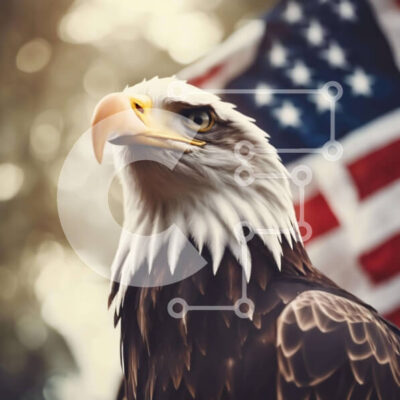 Intra Συλλεκτικό Ξύλινο Παζλ Plywood  4mm - Φαλακρός αετός με αμερικανική σημαία Σε Ξύλινο Κουτί - Διαστάσεις: 10x10 cm – 25 κομμάτια - Image 1