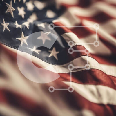 Intra Συλλεκτικό Ξύλινο Παζλ Plywood  4mm - Κοντινό πλάνο της αμερικανικής σημαίας με αστέρια και ρίγες Σε Ξύλινο Κουτί - Διαστάσεις Puzzle: 10x10 cm – 25 κομμάτια - Image 1