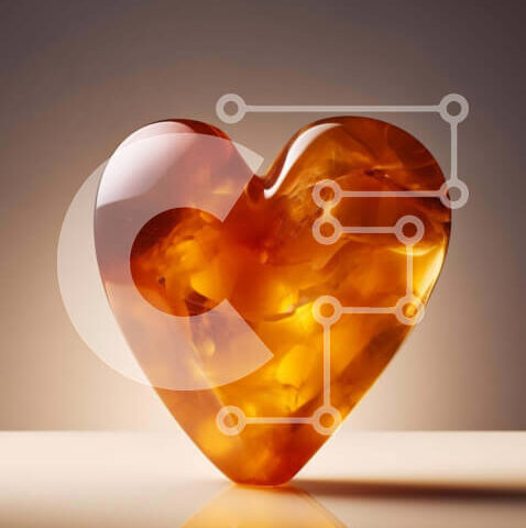 Intra Συλλεκτικό Ξύλινο Παζλ Plywood  4mm - Κεχριμπάρι σε σχήμα καρδιάς σε πορτοκαλί φόντο Σε Ξύλινο Κουτί - Διαστάσεις Puzzle: 10x10 cm – 25 κομμάτια - Image 1