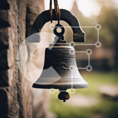 Intra Συλλεκτικό Ξύλινο Παζλ Plywood  4mm - Αντίκα κουδούνι σε πέτρινο τοίχο Σε Ξύλινο Κουτί - Διαστάσεις Puzzle: 10x10 cm – 25 κομμάτια - Image 1