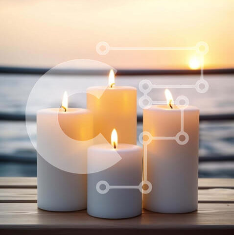 Intra Συλλεκτικό Ξύλινο Παζλ Plywood 4mm - Λευκά κεριά που φωτίζονται στο ηλιοβασίλεμα Σε Ξύλινο Κουτί - Διαστάσεις Puzzle: 10x10 cm – 25 κομμάτια - Image 1