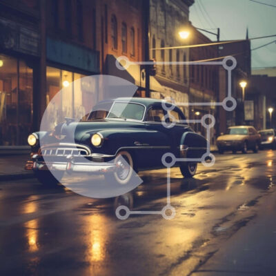 Intra Συλλεκτικό Ξύλινο Παζλ Plywood  4mm - Εκλεκτής ποιότητας αυτοκίνητο οδήγηση στην οδό Rainy City τη νύχτα Σε Ξύλινο Κουτί - Διαστάσεις Puzzle: 10x10 cm – 25 κομμάτια - Image 1